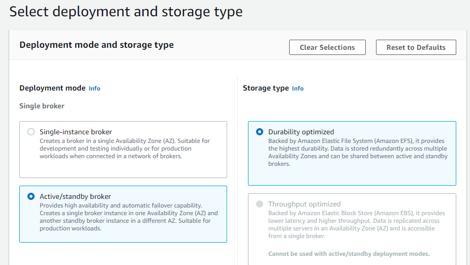 ActiveMQ deployment and storage type